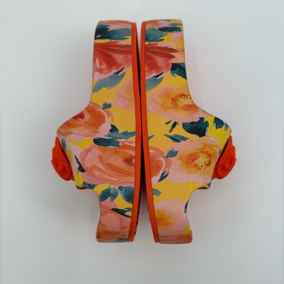 Kurt Geiger London Eagle Chunky Floral Platform Slide Orange Summer Sandals - Picture 5 of 17